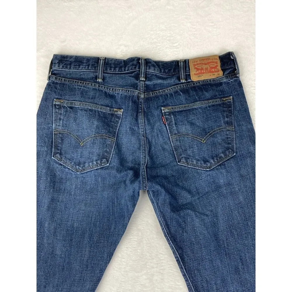 Levi's 501‎ Button Fly Denim Jeans Mens Blue Size 38x30 (36x29 Measured)